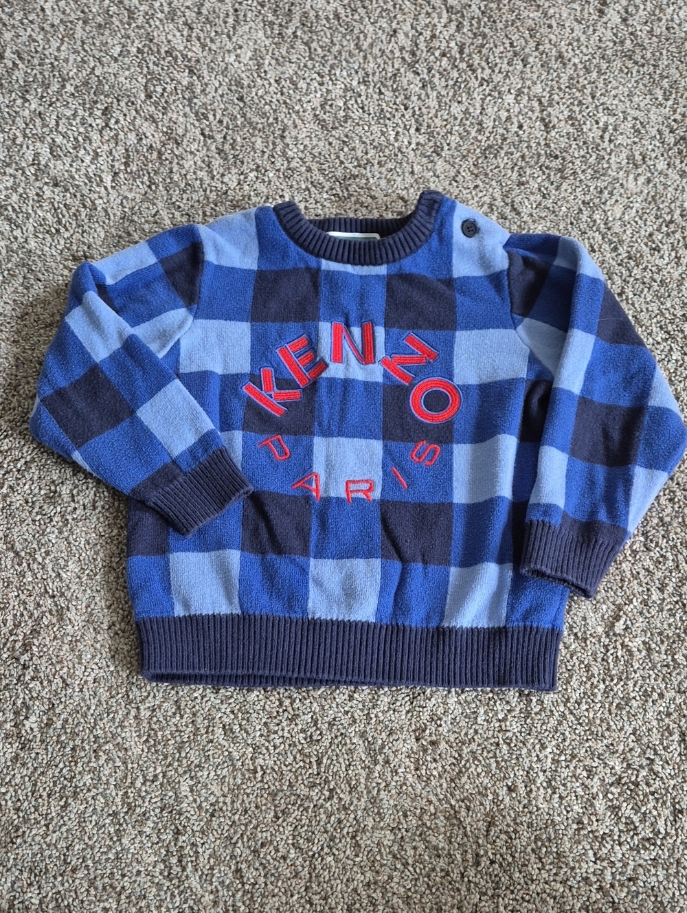 Kenzo Paris Boys' Blue Check Crewneck Sweater